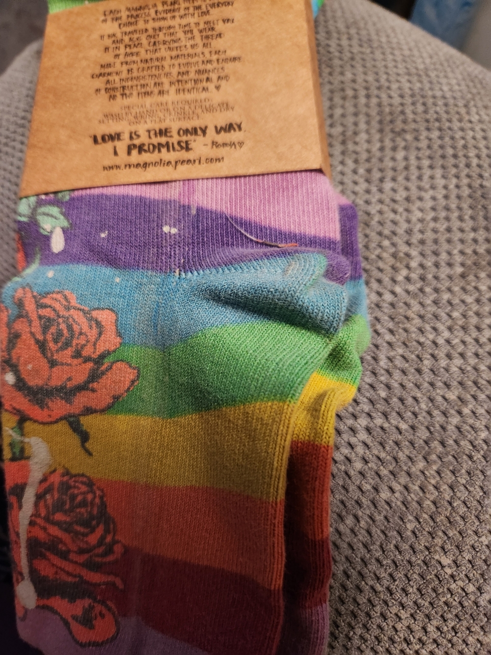 Magnolia Pearl Rainbow Striped Rose Knee-High Socks - Picture 3 of 4